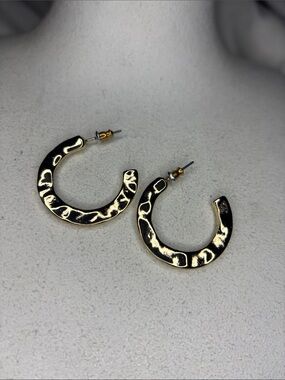 Hammered Gold Open Hoop Earrings